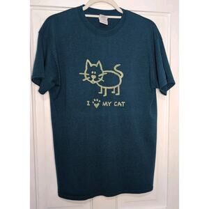 I Heart My Cat Drawing Short-Sleeve‎ T-Shirt Cat Lady Heavyweight Men's M(1089)